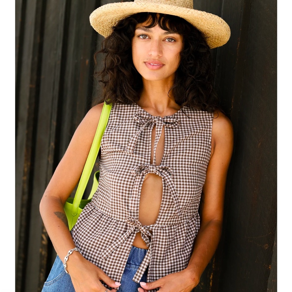 Brown Gingham Kayvata Tank